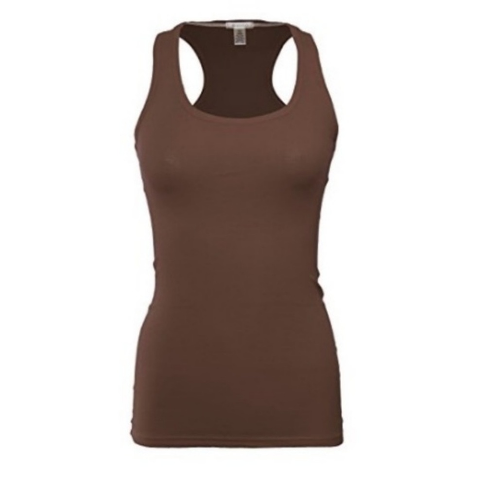 Brown Ribbed Racerback Tank - Picture 1 of 4